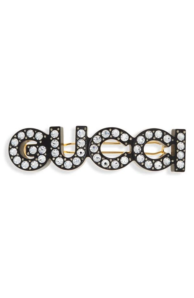 Gucci Crystal & Stud Barrette in Black at Nordstrom