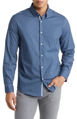 Stone Rose Ring Geometric Print Stretch Cotton Button-Up Shirt Slate Blue at Nordstrom,