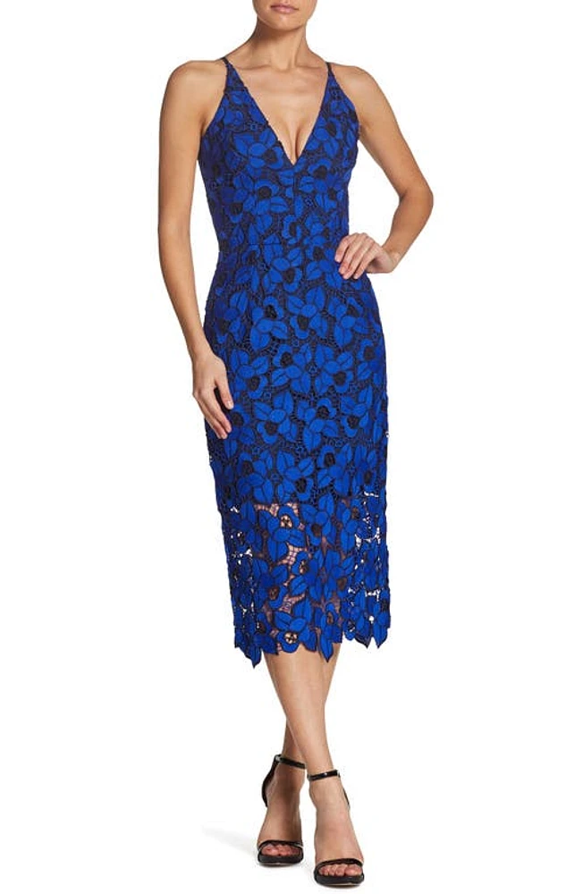 Dress the Population Abril Cocktail Dress in Cobalt/Black at Nordstrom, Size X-Large