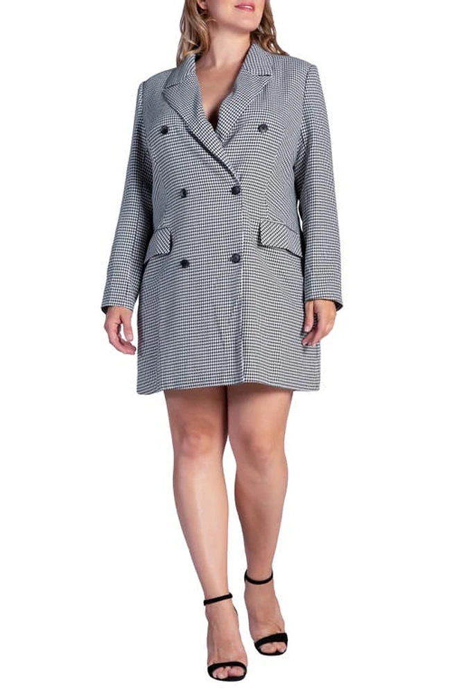 Standards & Practices Ila Houndstooth Long Sleeve Blazer Dress Black/White at Nordstrom,