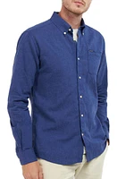 Barbour Nelson Tailored Fit Solid Linen & Cotton Button-Down Shirt Indigo at Nordstrom,