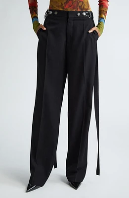 Jean Paul Gaultier Overall Buckle Tab Wool Trousers Black at Nordstrom, Us