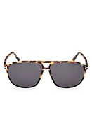 TOM FORD Bruce 61mm Polarized Navigator Sunglasses in Shiny Black Grey /Brown at Nordstrom