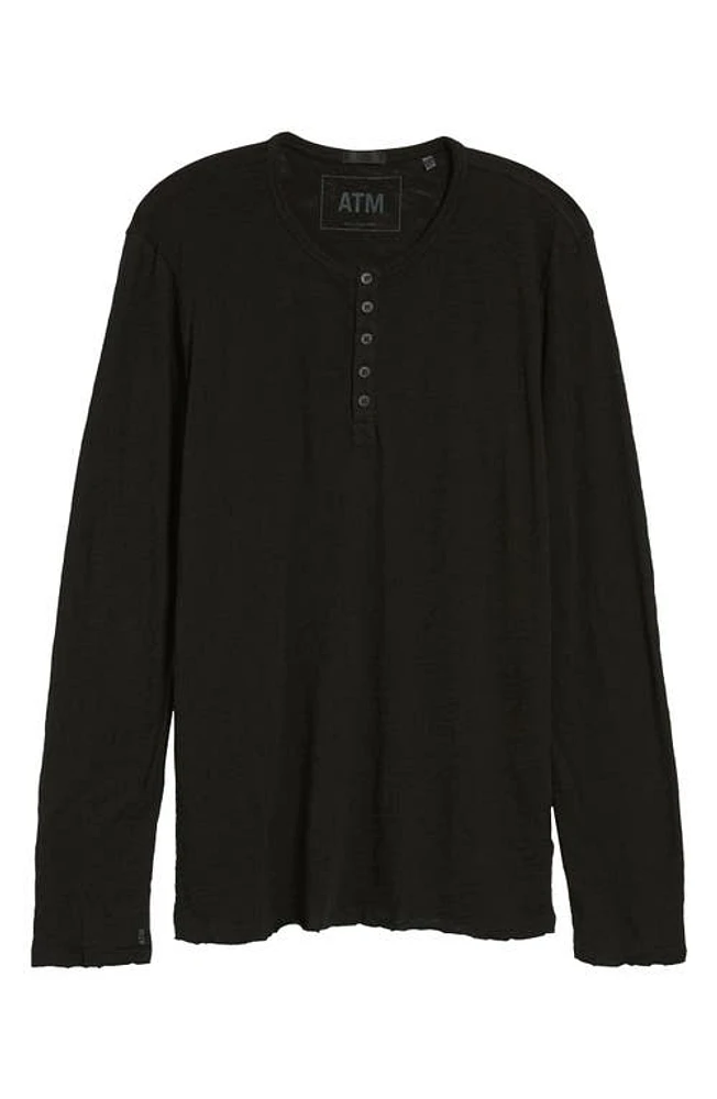 ATM Anthony Thomas Melillo Raw Edge Henley Black at Nordstrom,