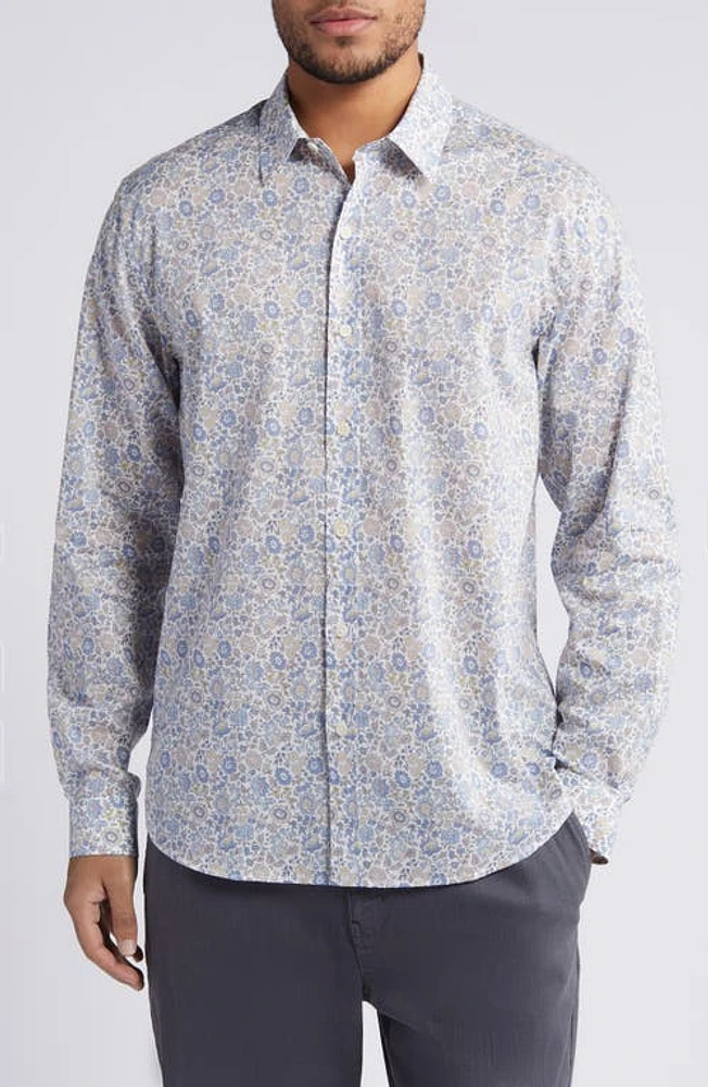 Liberty London Danjo Lasenby Floral Cotton Button-Up Shirt Light Blue at Nordstrom,