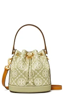 Tory Burch T Monogram Embossed Leather Bucket Bag in Olive Spring at Nordstrom