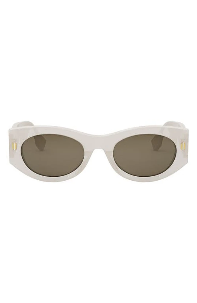 'Fendi Roma 52mm Oval Sunglasses in White /Brown at Nordstrom