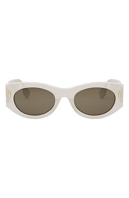 'Fendi Roma 52mm Oval Sunglasses in White /Brown at Nordstrom