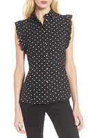 ZDNU ANNE KLEIN NEW YORK Anne Klein Polka Dot Ruffle Sleeve Blouse in Anne White/Anne Black at Nordstrom, Size 16