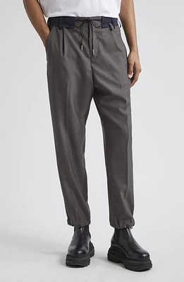 Sacai Drawstring Waist Suiting Pants Taupe at Nordstrom,