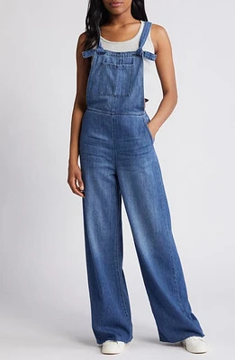 HIDDEN JEANS Frayed Hem Denim Overalls Dark Wash at Nordstrom,