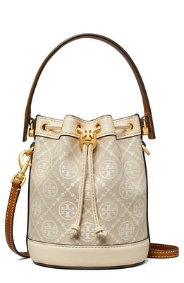 Tory Burch Mini T Monogram Bucket Bag in Ivory at Nordstrom