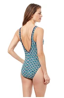 Profile By Gottex Masquerade V-neck One Piece Swimsuit Multi Blue at Nordstrom,