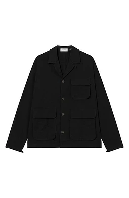 Les Deux Asumnd Long Sleeve Seersucker Camp Shirt Black at Nordstrom,