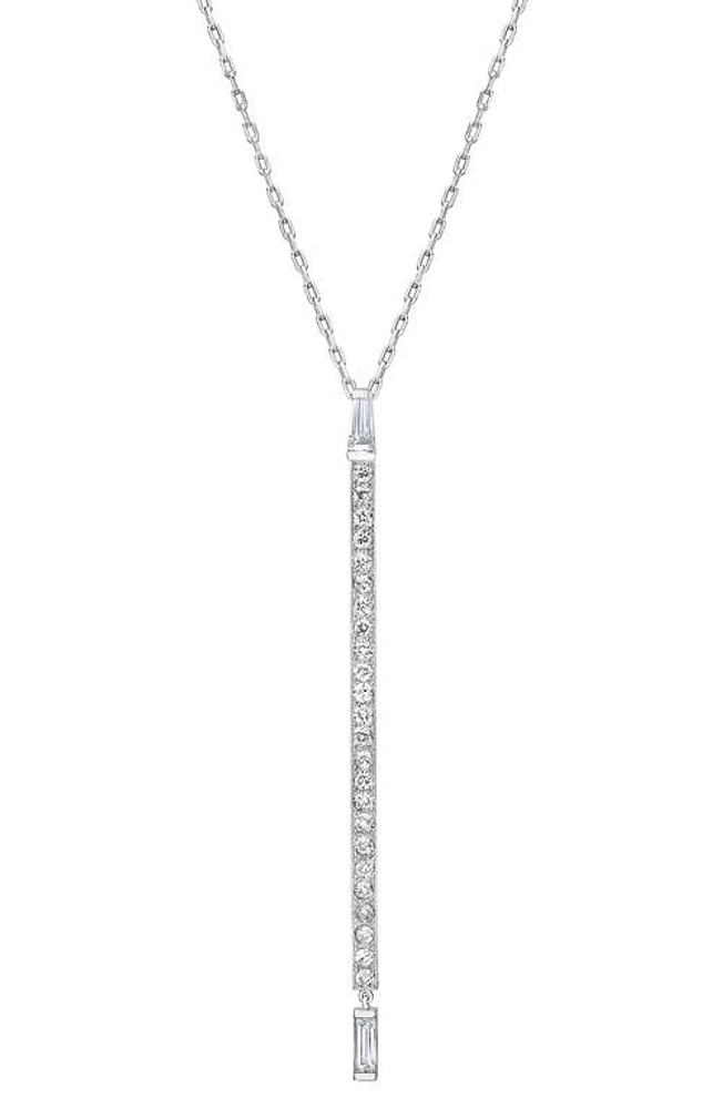 Mindi Mond Baguette Diamond Deco Bar Pendant Necklace in Platinum at Nordstrom, Size 8.5 Us