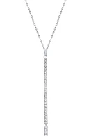 Mindi Mond Baguette Diamond Deco Bar Pendant Necklace in Platinum at Nordstrom, Size 8.5 Us