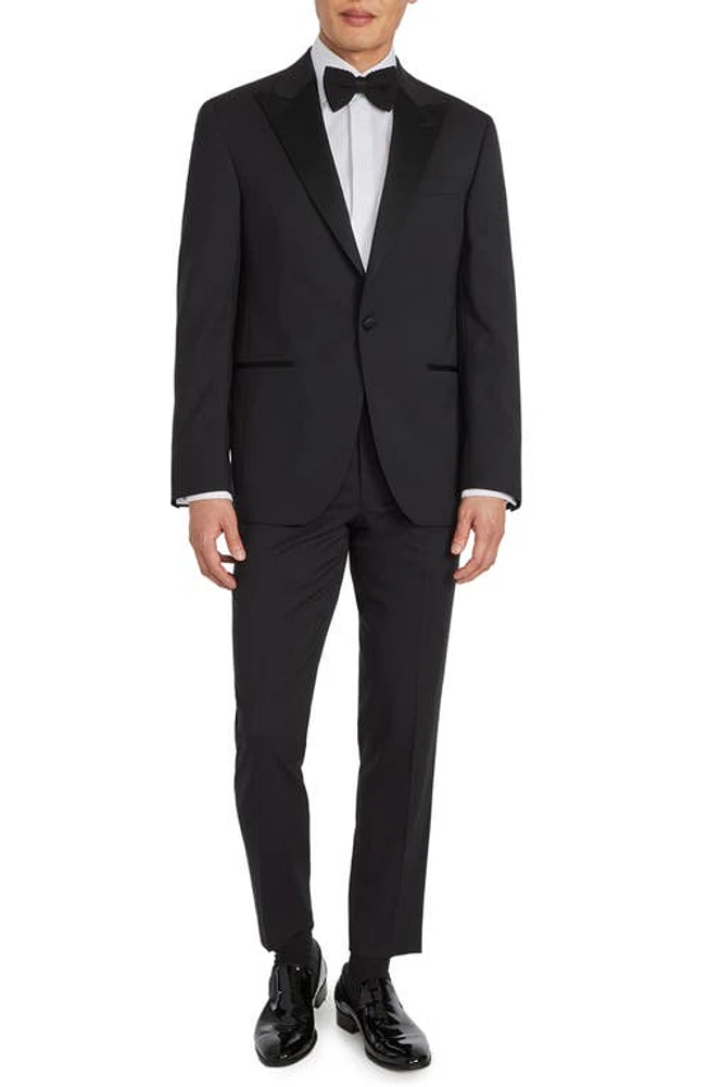 Jack Victor Elwood Peak Lapel Wool Tuxedo Black at Nordstrom,