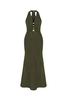 Nocturne Cut-Out Midi Dress in Khaki at Nordstrom