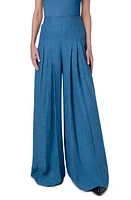 Akris Miyuki Wide Leg Pleated Linen Gabardine Pants Medium Denim at Nordstrom,