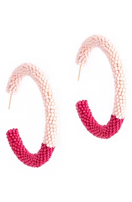 Deepa Gurnani Nixie Colorblock Bead Hoop Earrings in Fuchsia at Nordstrom