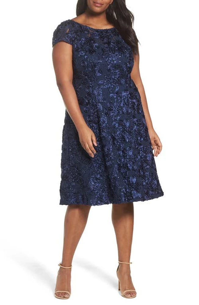 Alex Evenings Sequin Lace Cocktail Dress Navy at Nordstrom,