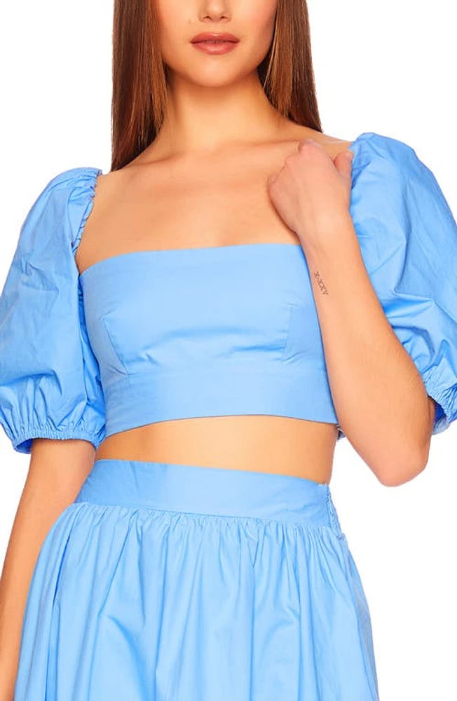 Susana Monaco Poplin Puff Sleeve Crop Top at Nordstrom,