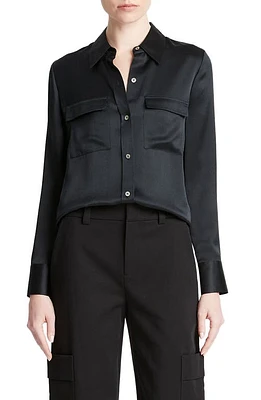 Vince Chest Pocket Satin Shirt at Nordstrom,