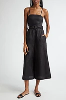 Zimmermann Golden Belted Linen Jumpsuit Black at Nordstrom,