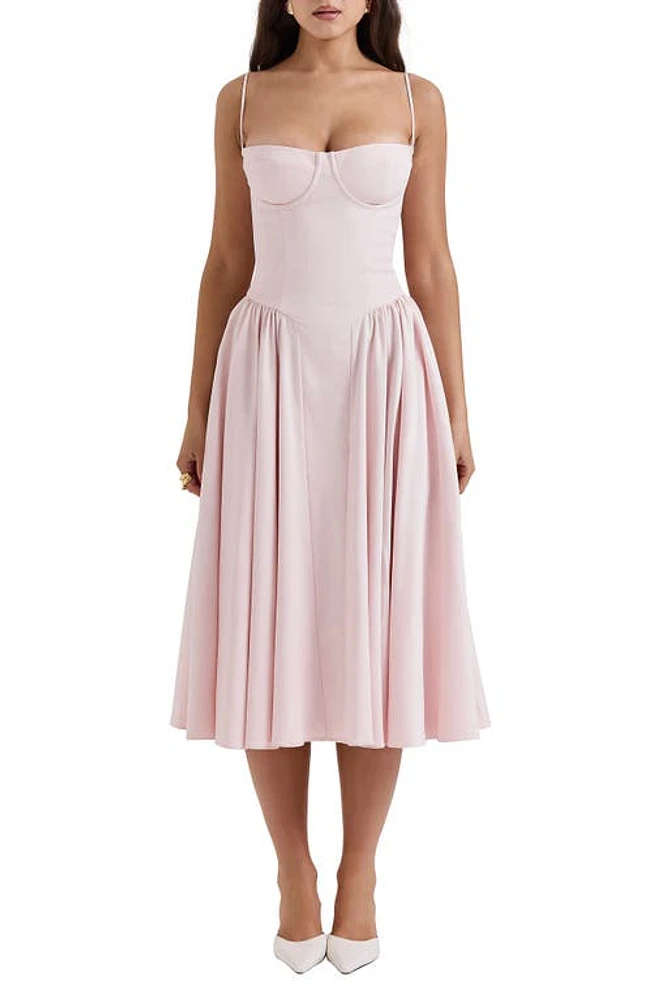 HOUSE OF CB Samaria Corset Fit & Flare Dress in Pink Salt at Nordstrom, Size X-Large A