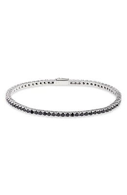 Argento Vivo Sterling Silver Men's Cubic Zirconia Tennis Bracelet in Black at Nordstrom, Size 8.5