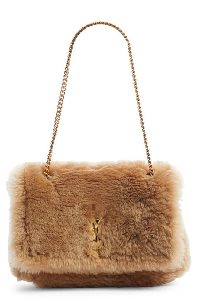 Saint Laurent Small Kate Genuine Shearling Shoulder Bag in Ecru/Dark Brown at Nordstrom