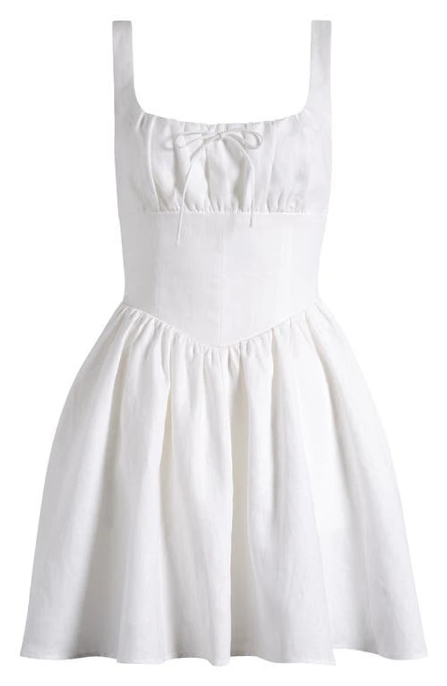 Reformation Daria Linen Corset Minidress White at Nordstrom,