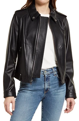 Sam Edelman Racing Vibe Leather Jacket Black at Nordstrom,