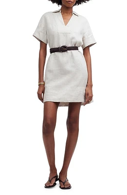 Madewell Johnny Collar V-Neck Linen Minidress at Nordstrom,