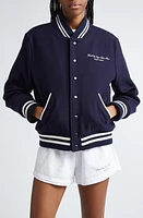 Sporty & Rich Eden Crest Wool Varsity Jacket Navy at Nordstrom,