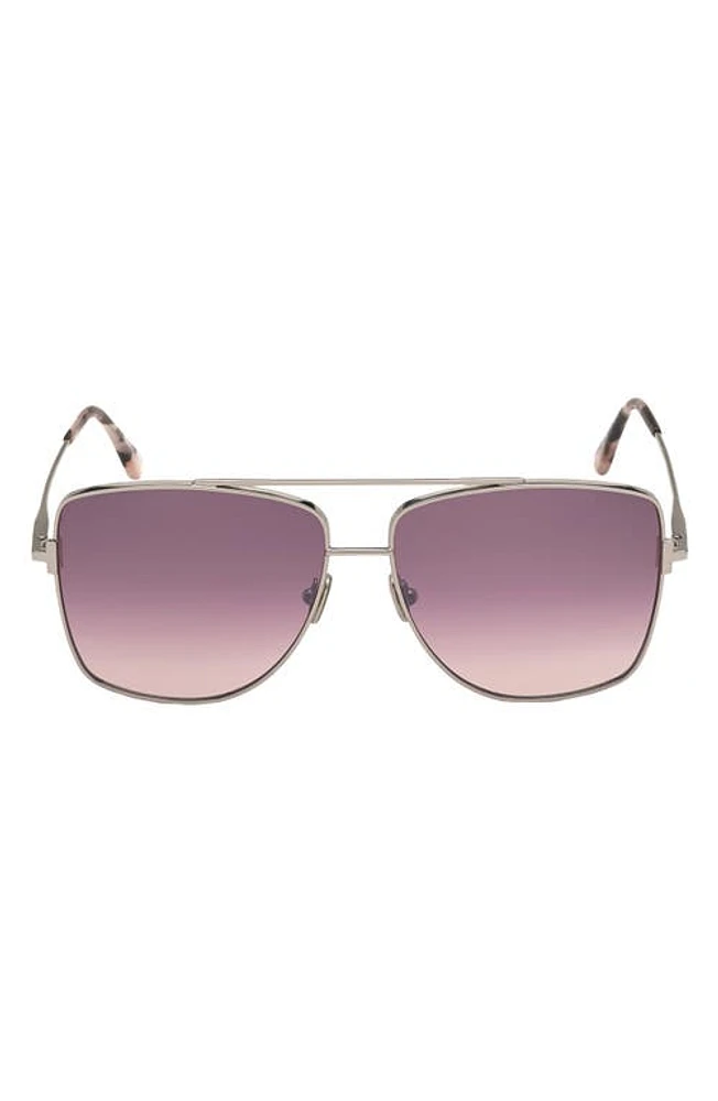 TOM FORD Reggie 61mm Gradient Aviator Sunglasses in Palladium/Bordeaux Mirror at Nordstrom