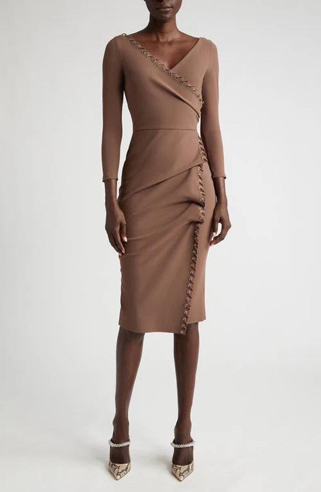 Chiara Boni La Petite Robe Elma Long Sleeve Faux Wrap Cocktail Dress 492 Cafe Au Lait at Nordstrom, Us