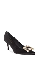 Roger Vivier Sin Crystal Buckle Pointed Toe Pump Black at Nordstrom,