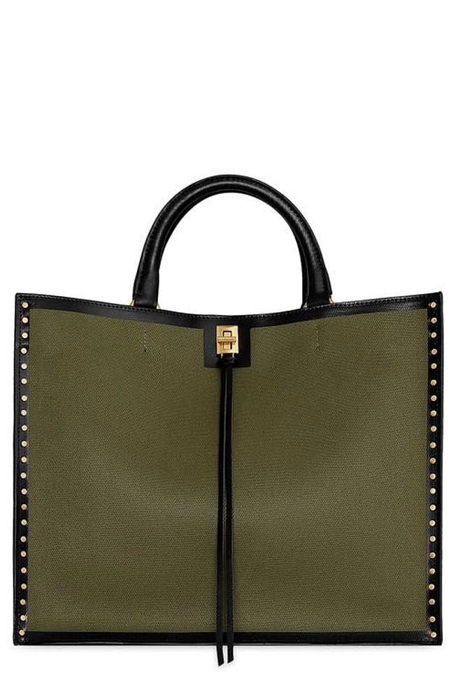 Rebecca Minkoff Darren Canvas & Leather Surplus Tote in Verde at Nordstrom