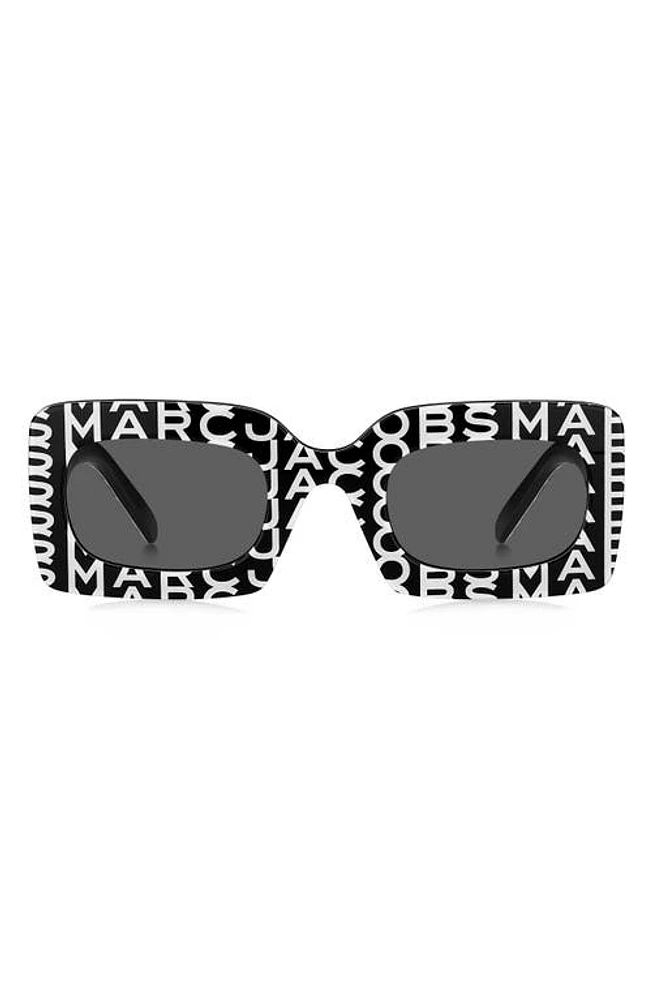 Marc Jacobs 50mm Rectangular Sunglasses in Black White/Grey at Nordstrom