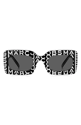 Marc Jacobs 50mm Rectangular Sunglasses in Black White/Grey at Nordstrom