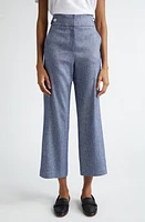 Veronica Beard Aubrie Crop Flare Linen Blend Pants Blue Melange at Nordstrom,