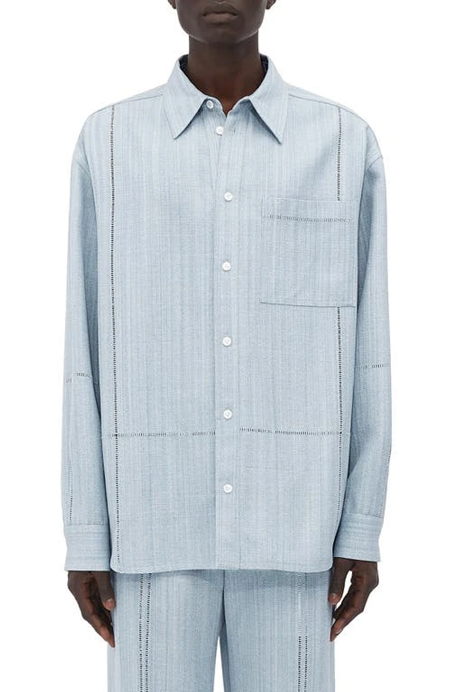 Bottega Veneta Oversize Button-Up Shirt River/Cloud at Nordstrom, Us