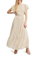 LK Bennett Liv Metallic Dot Silk Blend Tiered Maxi Dress Cream at Nordstrom, Us