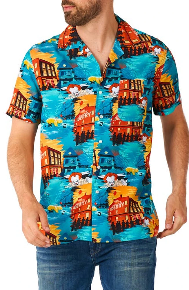 OppoSuits It Short Sleeve Button-Up Camp Shirt Blue Multi at Nordstrom,