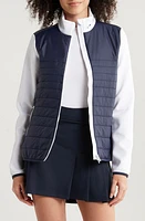 J. Lindeberg Martina Colorblock Quilted Hybrid Jacket Navy at Nordstrom,