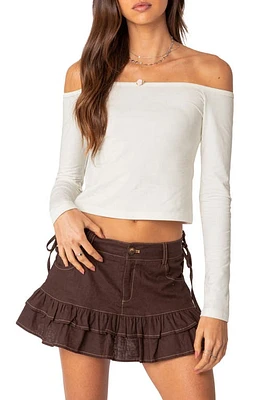 EDIKTED Rosanne Off the Shoulder Long Sleeve Top White at Nordstrom,