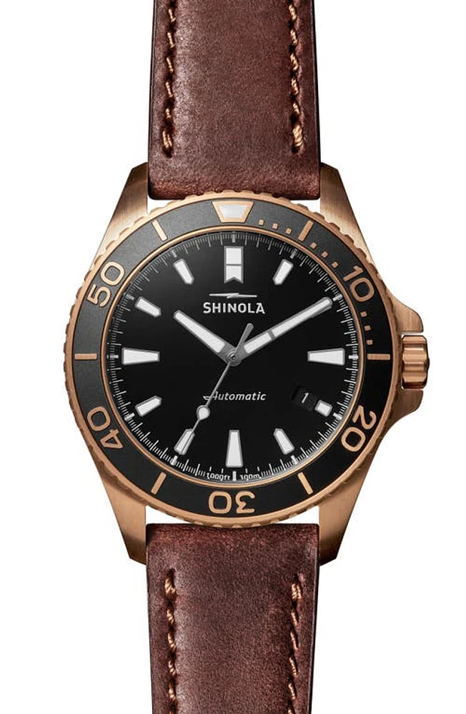 Shinola Monster Automatic Strap Watch, 43mm in Teak/Black/Bronze at Nordstrom