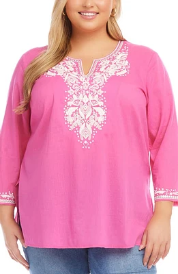 Karen Kane Embroidered Cotton Tunic Top at Nordstrom