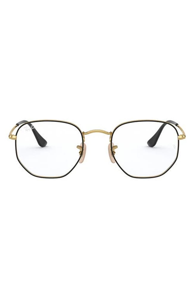 Ray-Ban 54mm Optical Glasses in Black Gold at Nordstrom